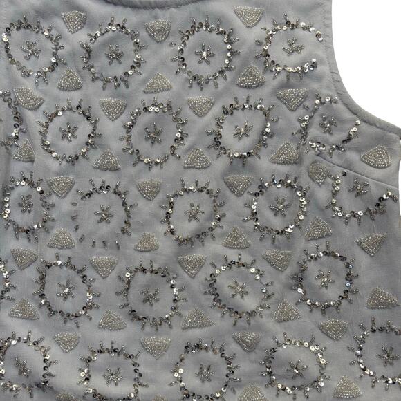 Y2K VTG. ALL OVER BEADED‎ PASTEL BLUE TOP SMALL. - Picture 5 of 7